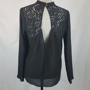BCNU sheer/lace blouse L NWT